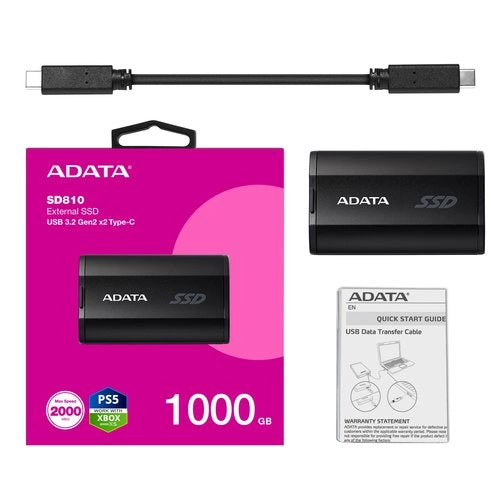 ADATA SD810 SSD Portátil 1TB USB-C | Ultrarrápido, Resistente al Agua y Golpes