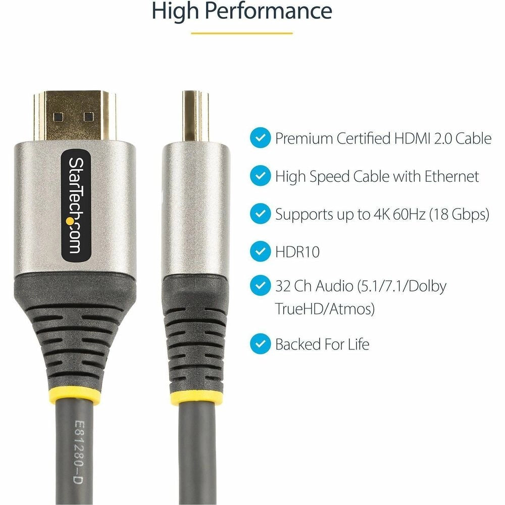 Cable HDMI 2.0 StarTech 3m 4K 60Hz Certificado Premium - Máxima Calidad
