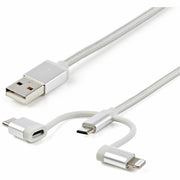 Cable StarTech 3 en 1 USB a Lightning/USB-C/Micro USB 1m Trenzado