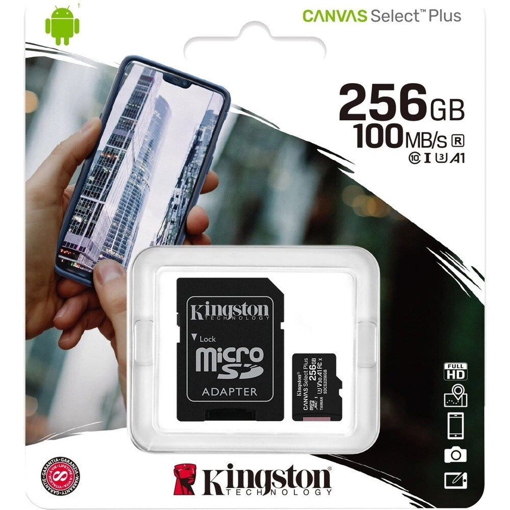 Kingston Canvas Select Plus 256GB microSDXC - Tarjeta Ultra Rápida 100MB/s para Móviles y Cámaras
