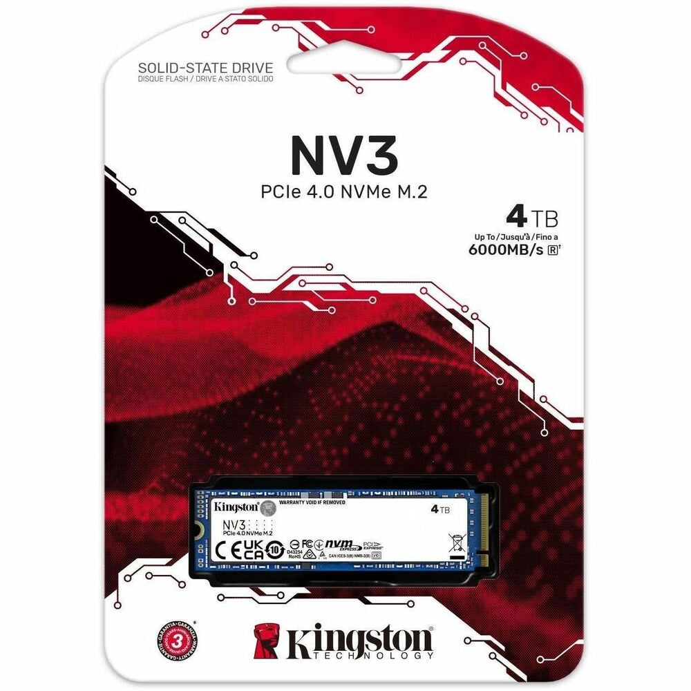 Kingston NV3 SSD 4TB M.2 NVMe PCIe 4.0 - Velocidad 6000MB/s para Gaming y Trabajo