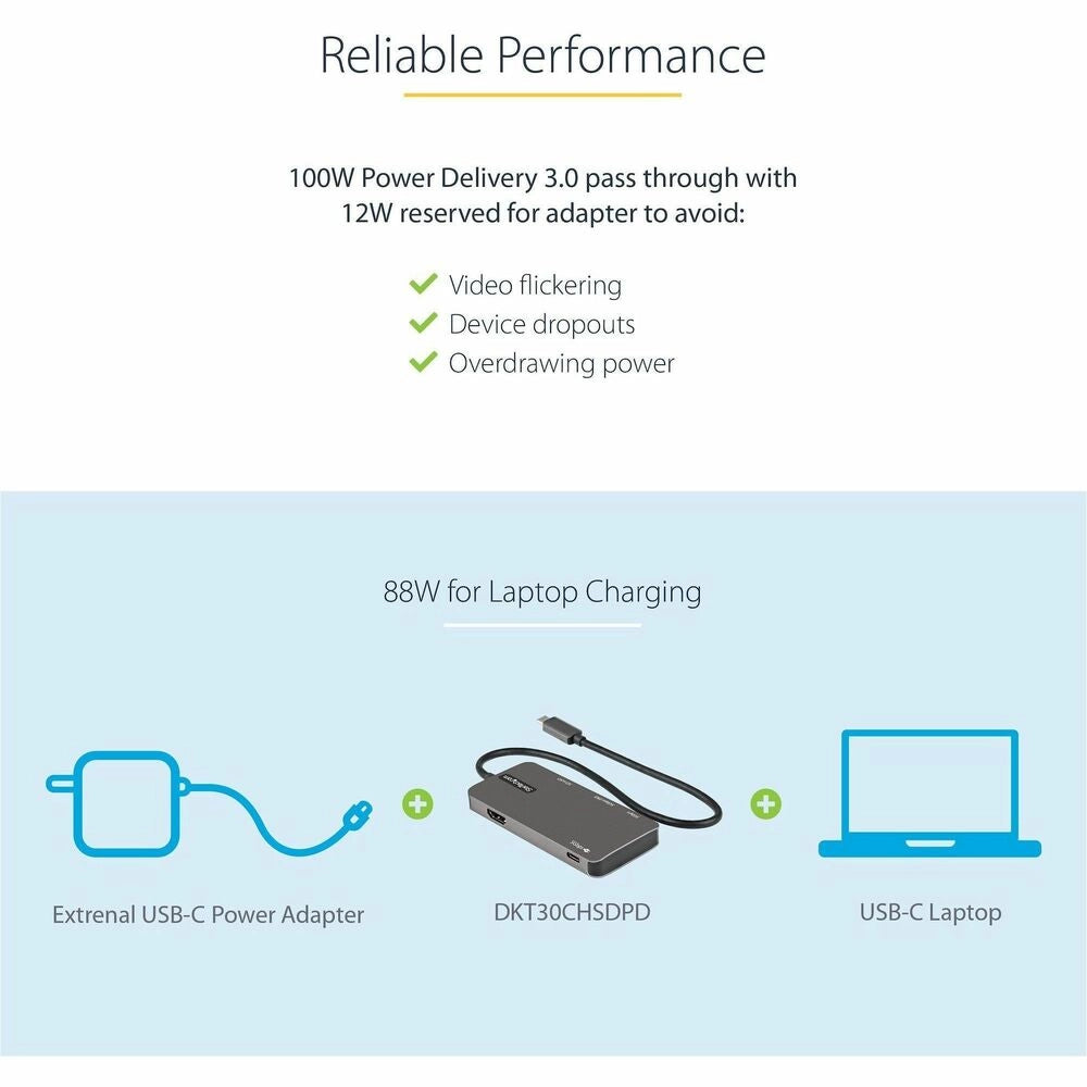 StarTech Adaptador USB-C Multipuerto 4K HDMI - 100W PD y 10Gbps USB 3.2