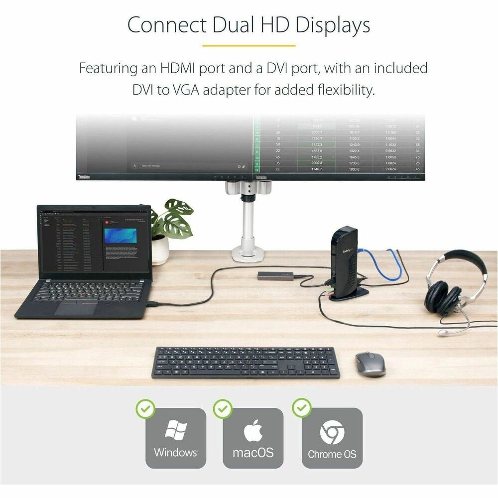 StarTech Docking Station USB 3.0 Universal HDMI/DVI - Transforma tu laptop en workstation