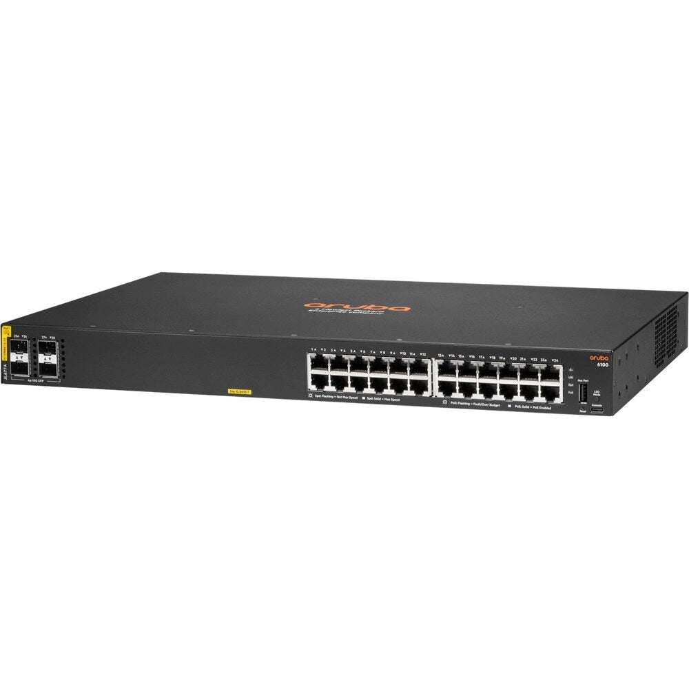 Switch Aruba 6100 24 Puertos Gigabit PoE+ 370W con 4 SFP+ JL677A