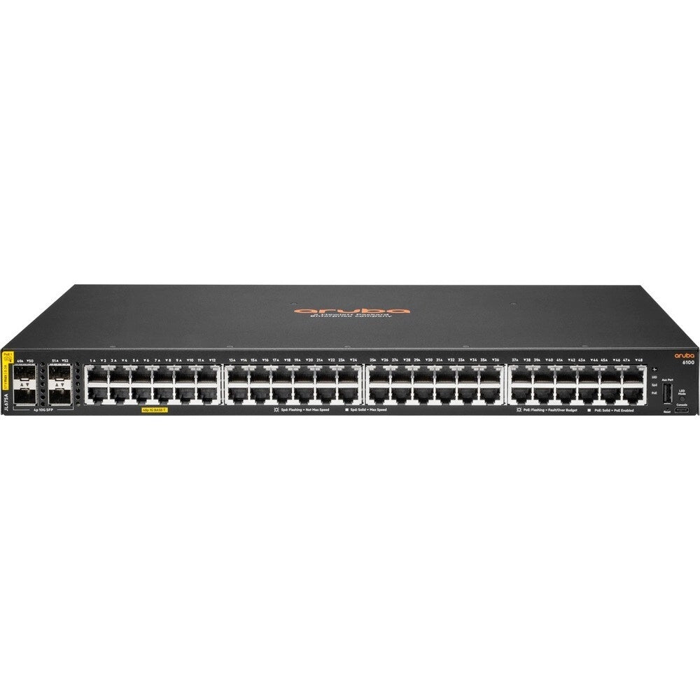 Switch Aruba 6100 48 Puertos Gigabit PoE+ 370W con 4 SFP+ - JL675A