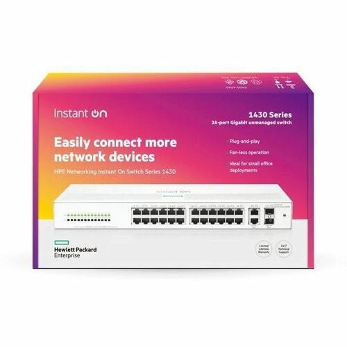 Switch Aruba Instant On 1430 26 Puertos Gigabit + 2 SFP - Plug and Play