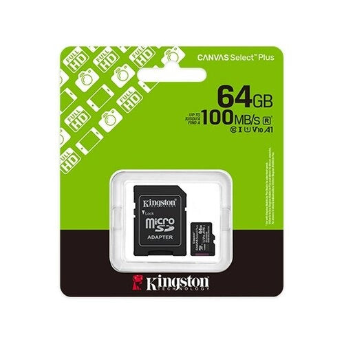 Tarjeta MicroSD Kingston Canvas Select Plus 64GB 100MB/s Clase 10 UHS-I