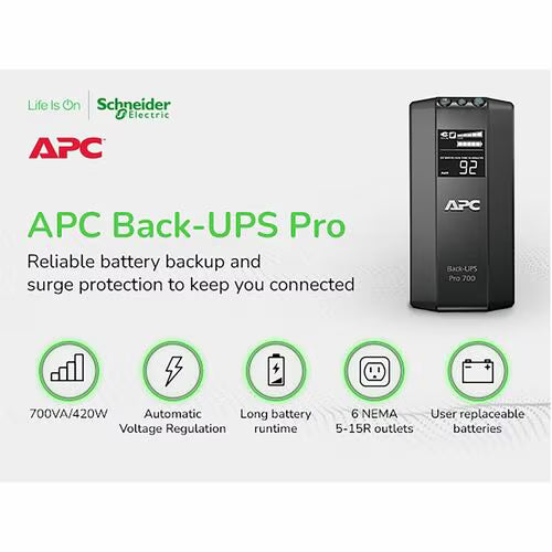 UPS APC Back-UPS RS 700VA BR700G con Pantalla LCD y Protección Total